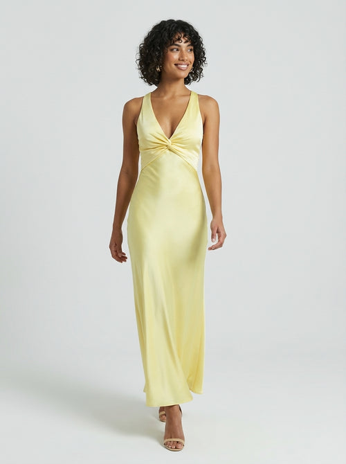 Adriana | Women’s V Neck Open Back Maxi Dress For Wedding Guest