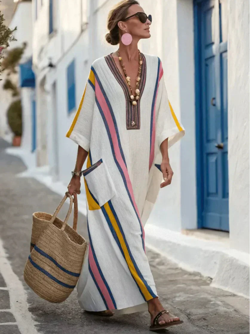 Alanna | Women’s V Neck Boho Maxi Dress With Pockets