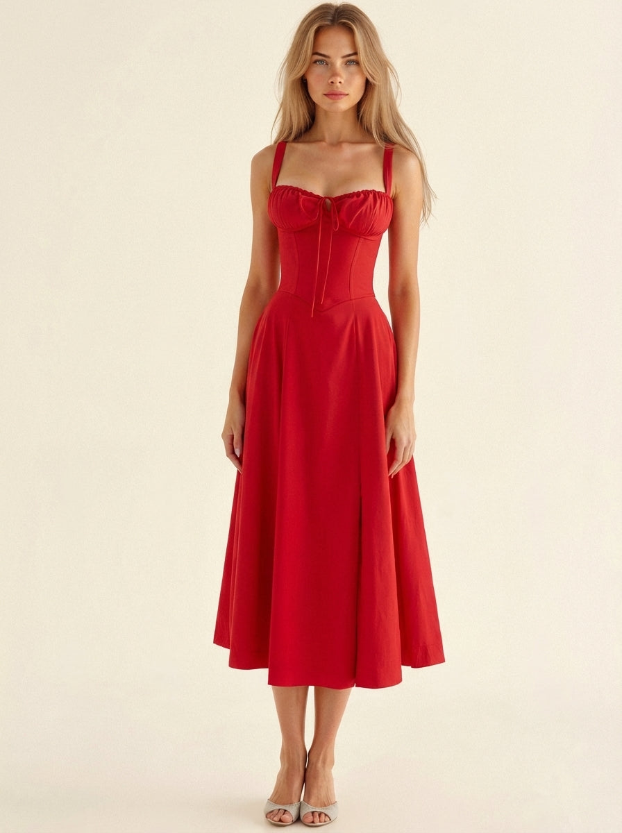 Alexa | Women’s Floral Beach Midi Dress With Sweetheart Neckline