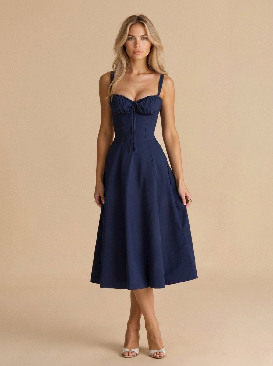 Alexa | Women’s Floral Beach Midi Dress With Sweetheart Neckline