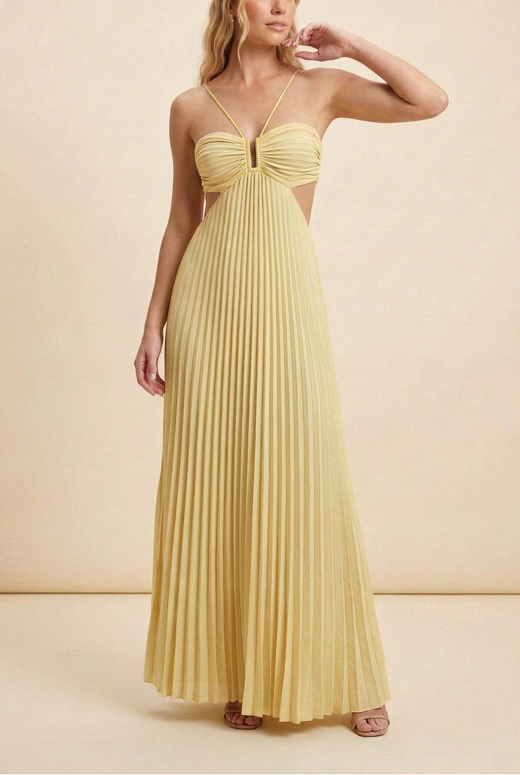 Anastasia | Women’s Pleated Cut-Out Maxi Dress