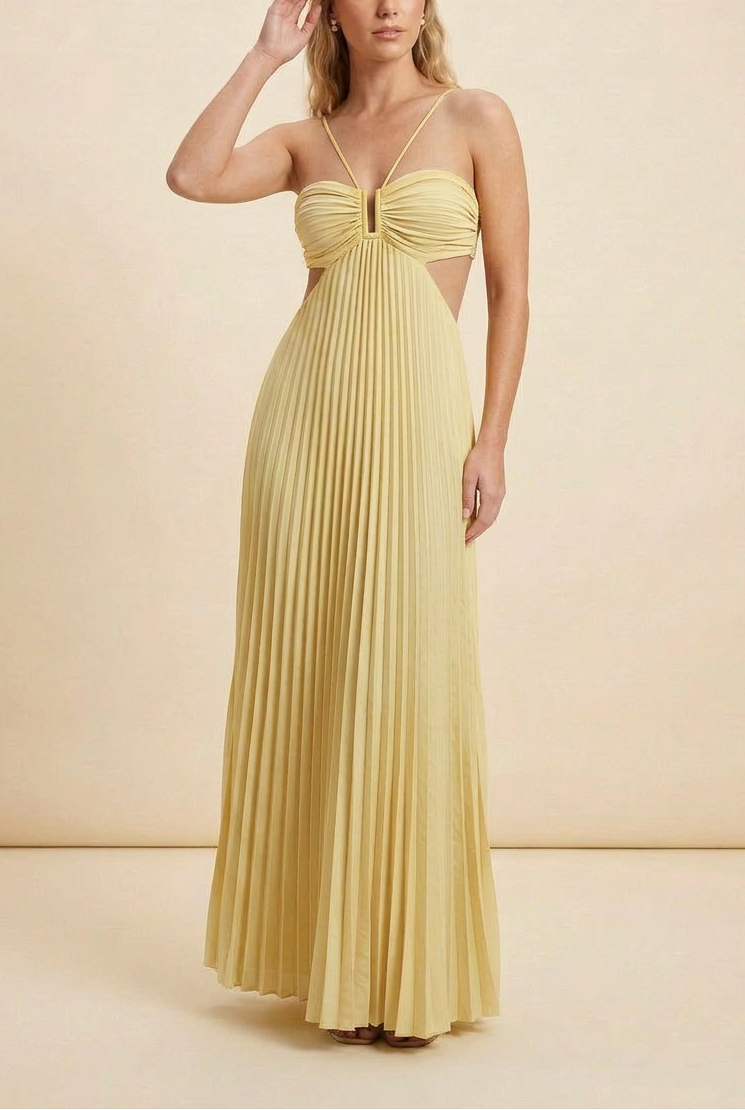 Anastasia | Women’s Pleated Cut-Out Maxi Dress