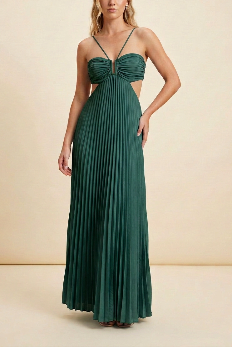 Anastasia | Women’s Pleated Cut-Out Maxi Dress