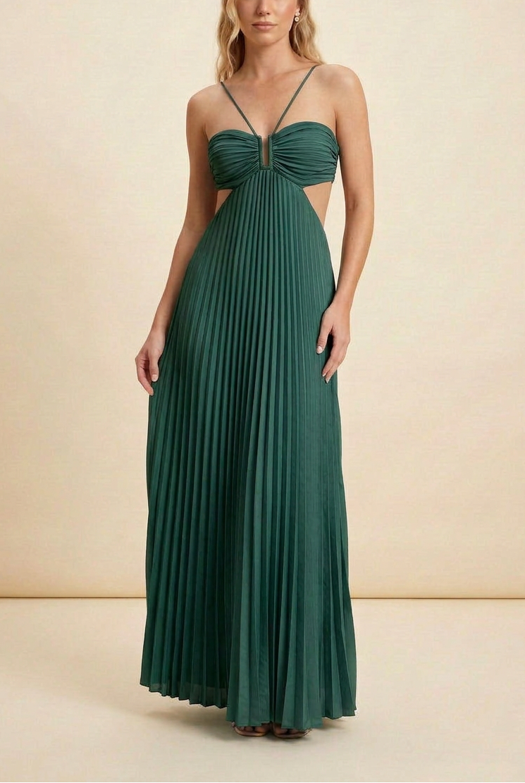 Anastasia | Women’s Pleated Cut-Out Maxi Dress