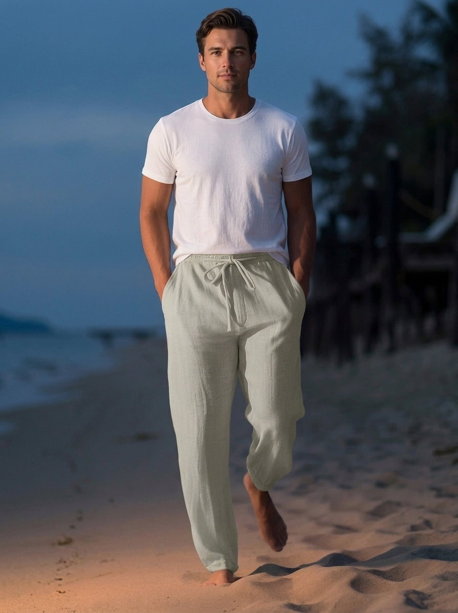 Andrew | Summer Beach Trousers With Drawstring And pockets