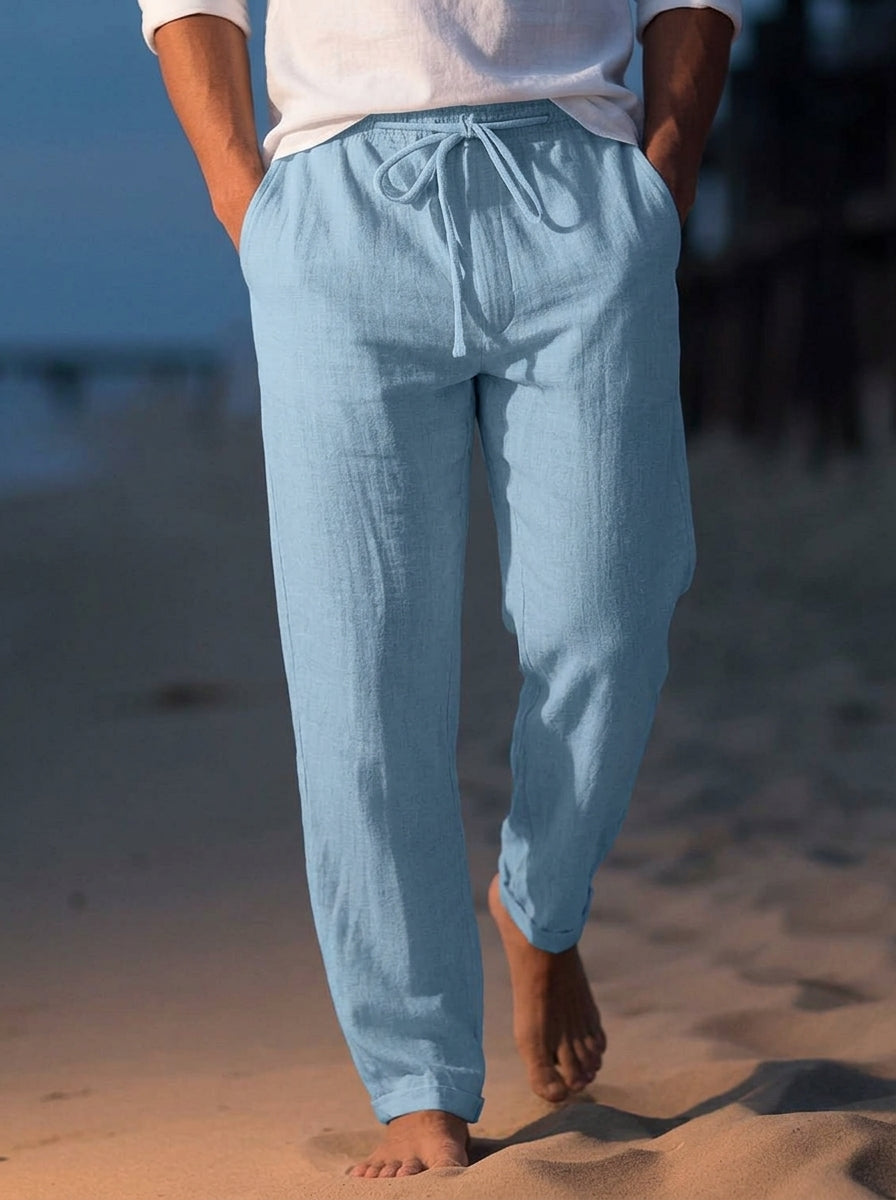Andrew | Summer Beach Trousers With Drawstring And pockets