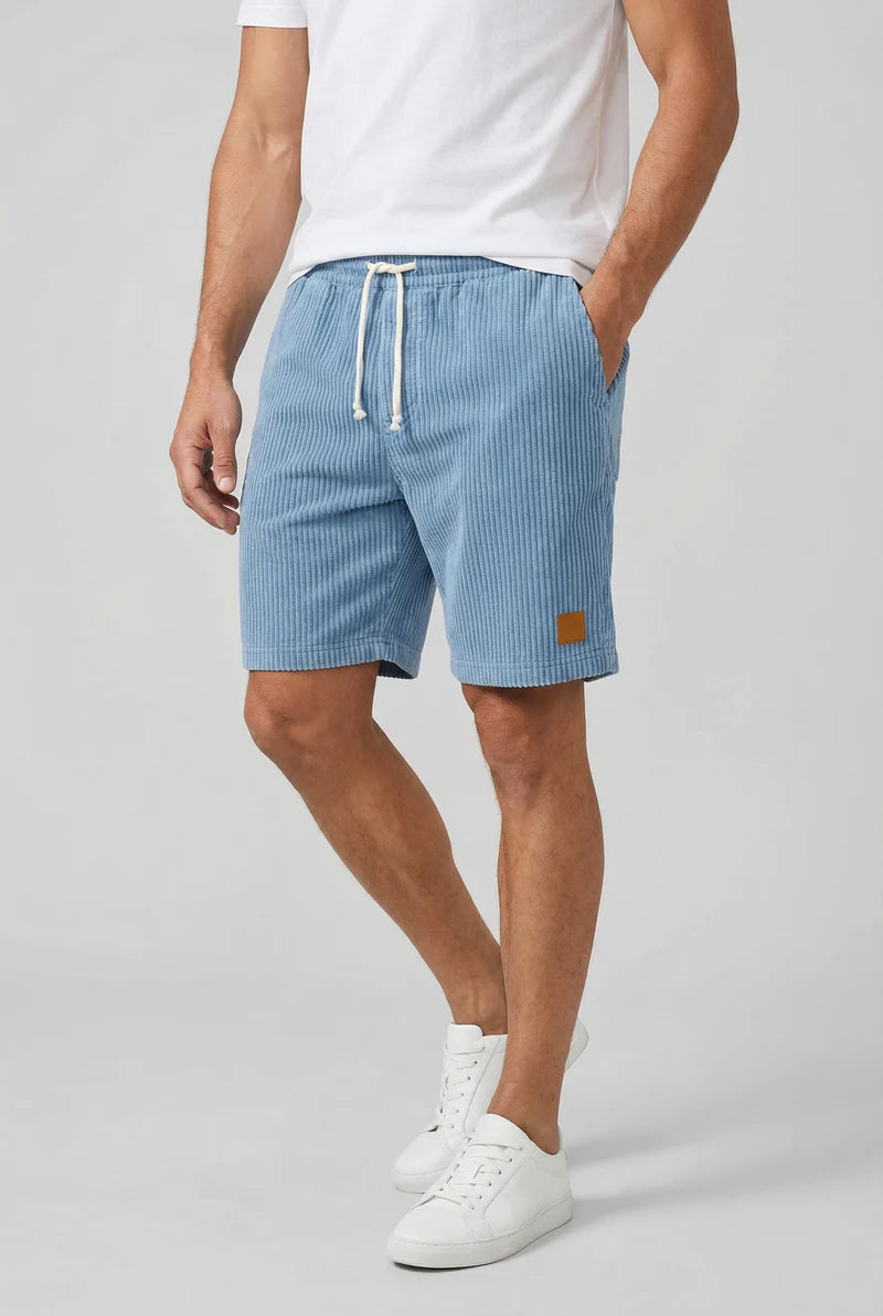 Billy | Men’s Drawstring Ribbed Knee Length Shorts With Pockets