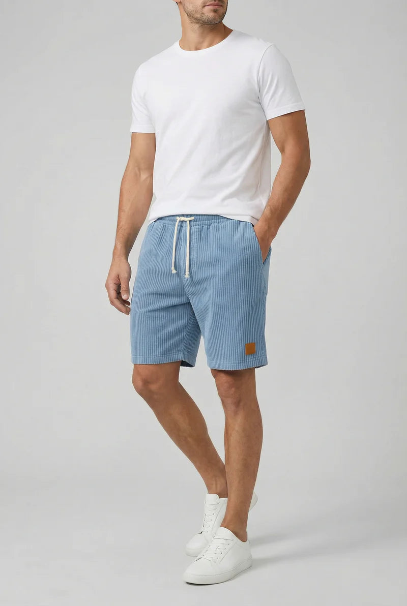 Billy | Men’s Drawstring Ribbed Knee Length Shorts With Pockets