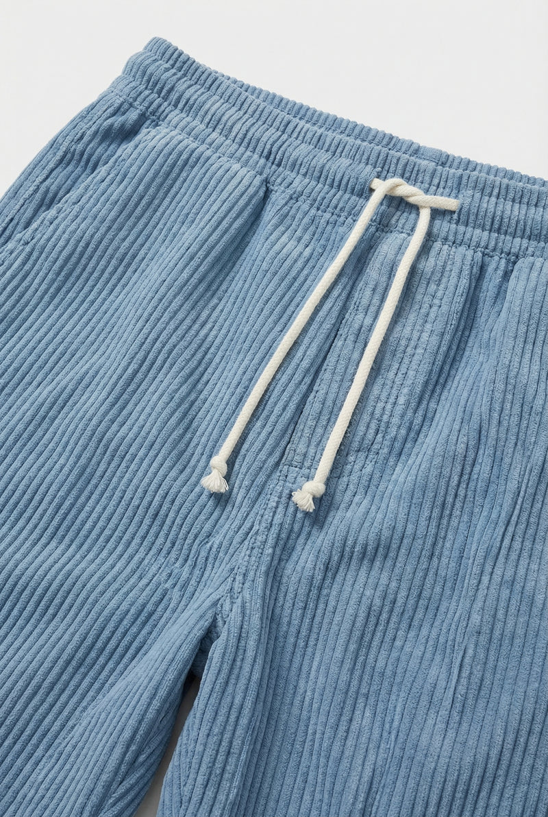Billy | Men’s Drawstring Ribbed Knee Length Shorts With Pockets