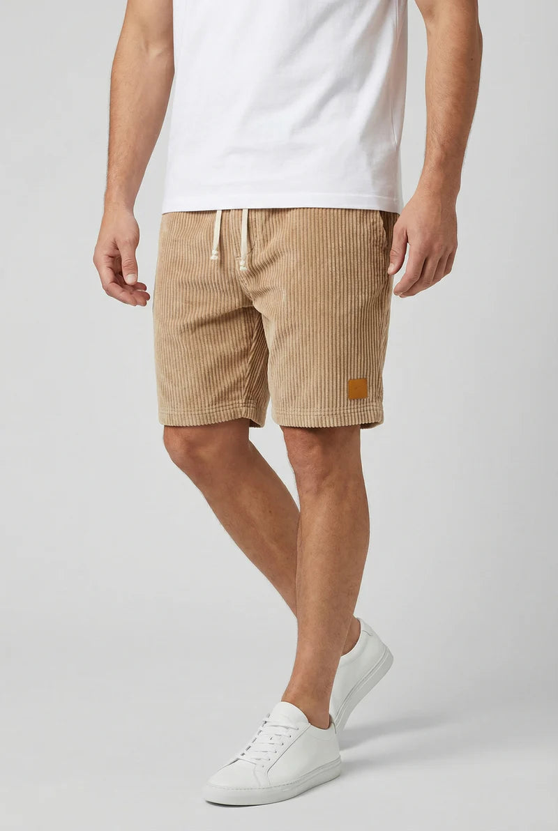 Billy | Men’s Drawstring Ribbed Knee Length Shorts With Pockets