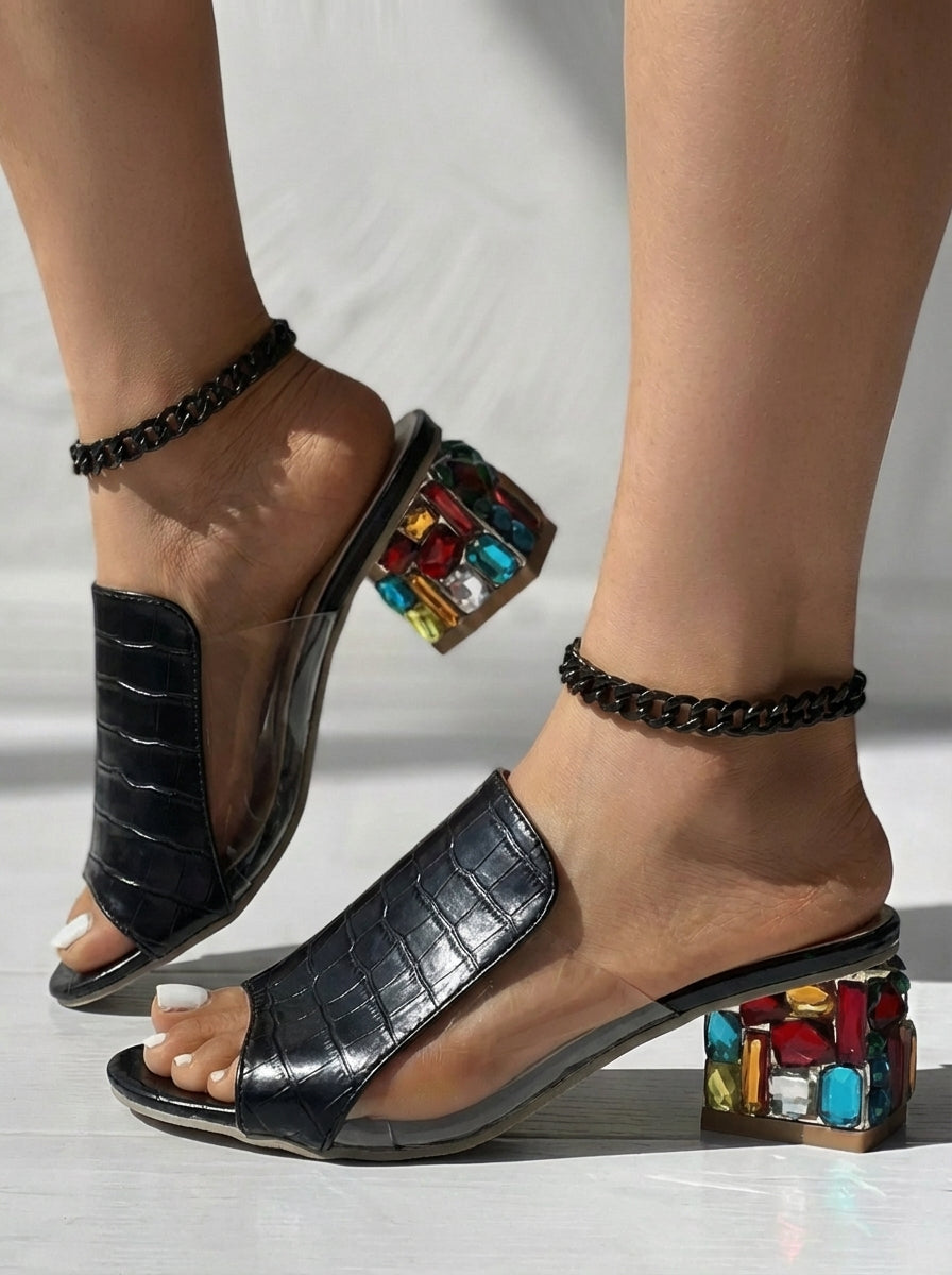 Caroline | Women's Jeweled Heels Open Toe Sandals