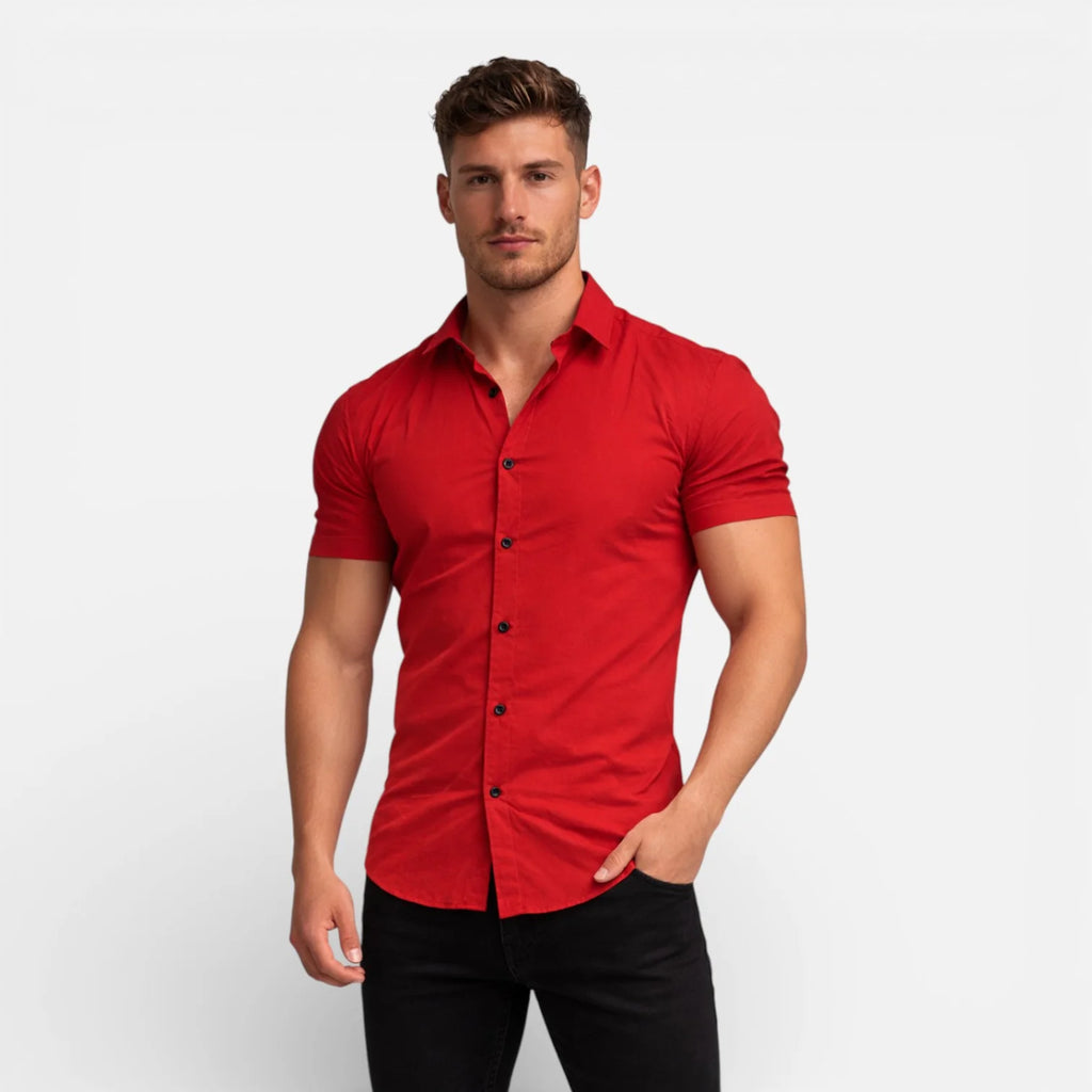 Charles | Men’s Slim Fit Button Front Short Sleeve Shirt