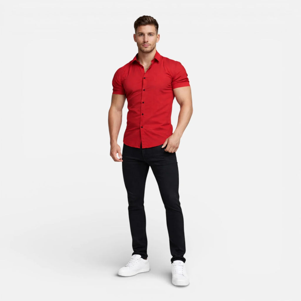 Charles | Men’s Slim Fit Button Front Short Sleeve Shirt