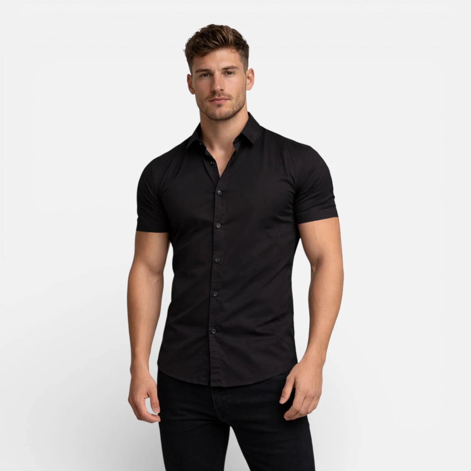 Charles | Men’s Slim Fit Button Front Short Sleeve Shirt