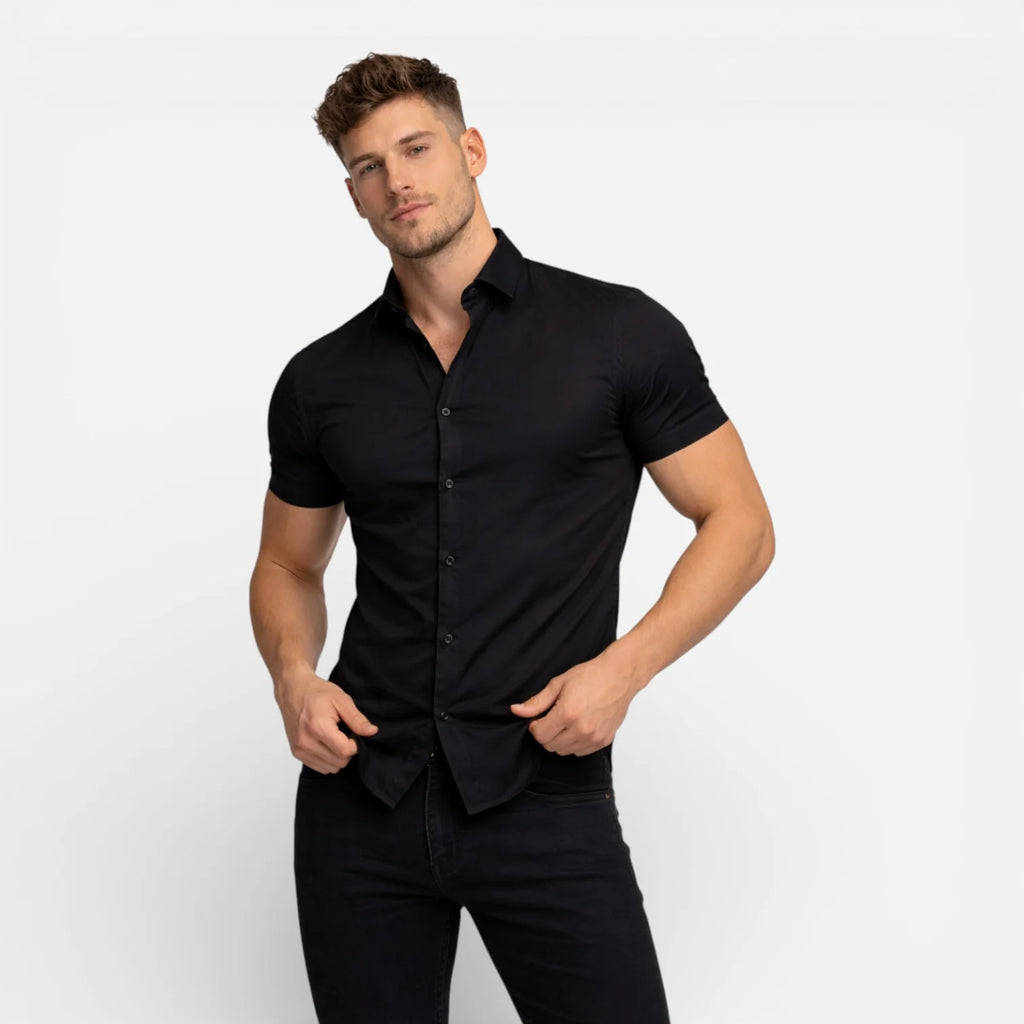 Charles | Men’s Slim Fit Button Front Short Sleeve Shirt