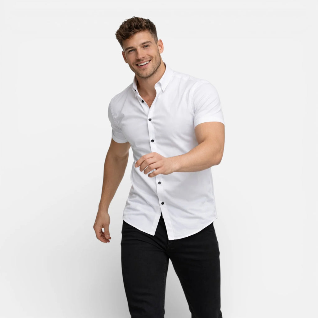 Charles | Men’s Slim Fit Button Front Short Sleeve Shirt
