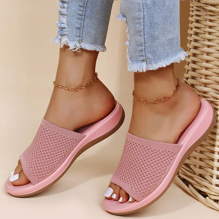Charlotte | Women's Open Toe Slip On Platform Summer Slides