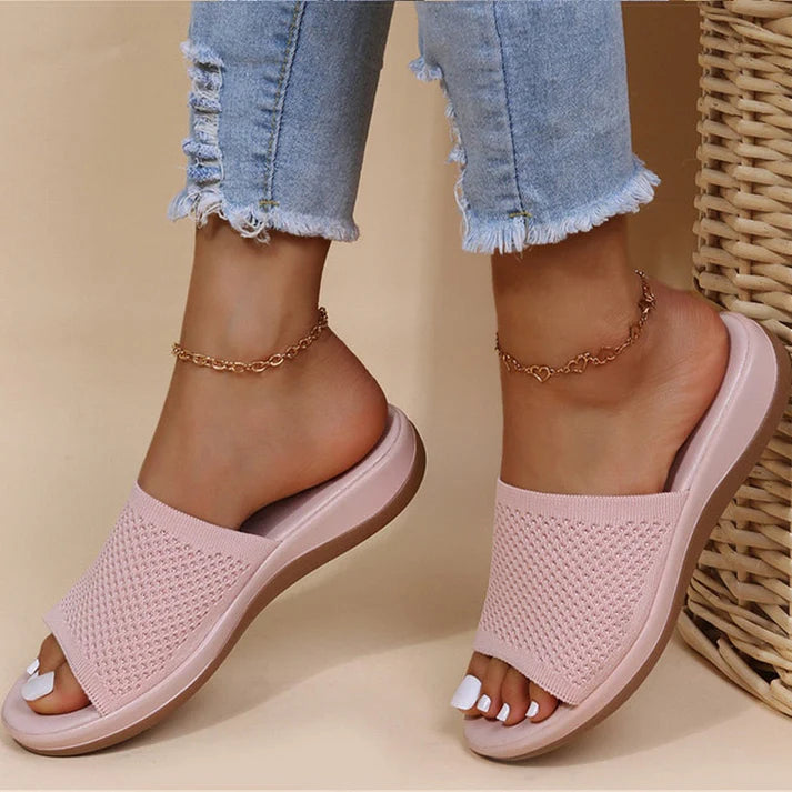 Charlotte | Women's Open Toe Slip On Platform Summer Slides