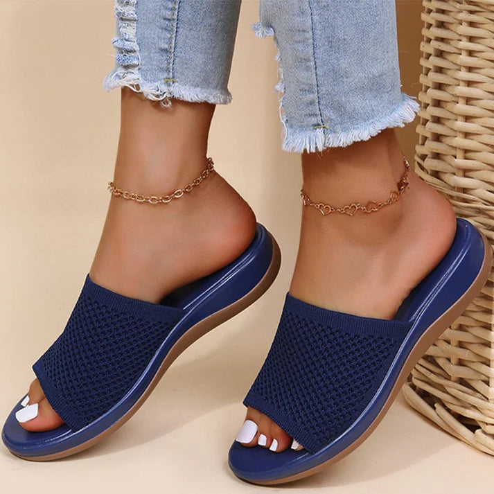 Charlotte | Women's Open Toe Slip On Platform Summer Slides