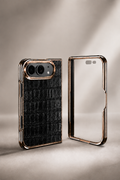 Crocodile Leather-Texture Foldable Phone Case for iPhone Duo