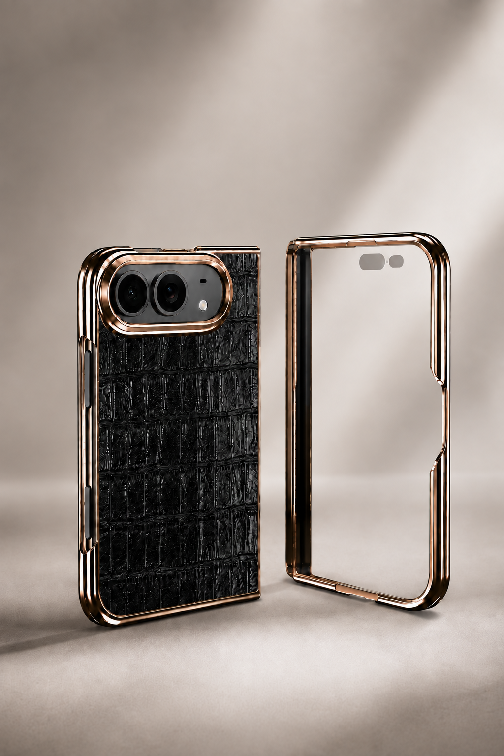 Crocodile Leather-Texture Foldable Phone Case for iPhone Duo