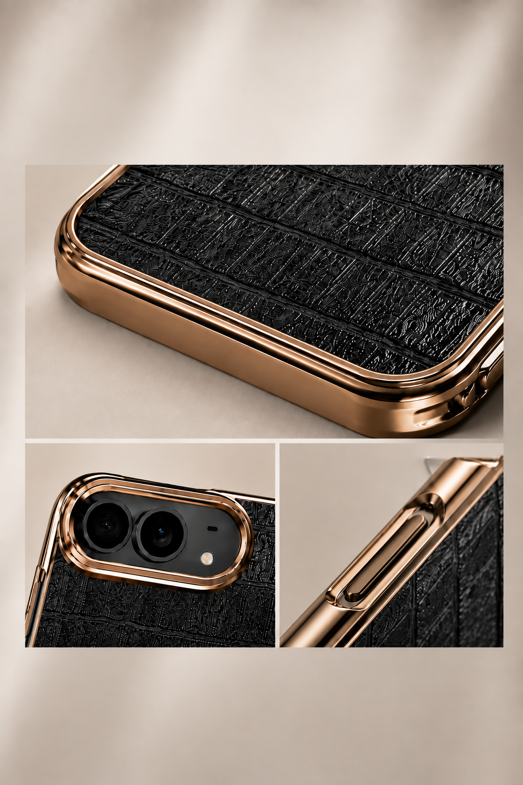 Crocodile Leather-Texture Foldable Phone Case for iPhone Duo