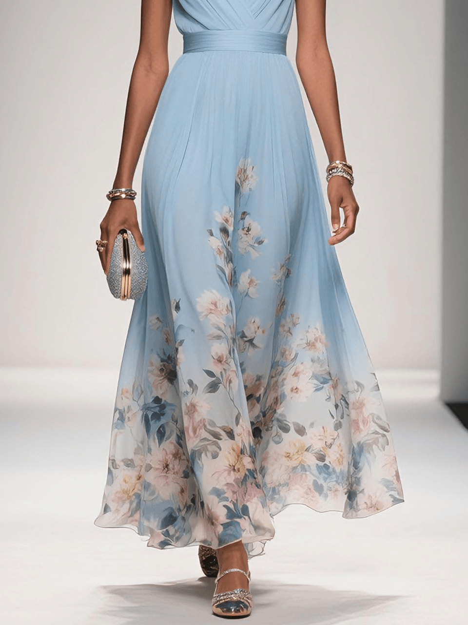 Claire | Floral Maxi Summer Dress V-Neck Wide Straps