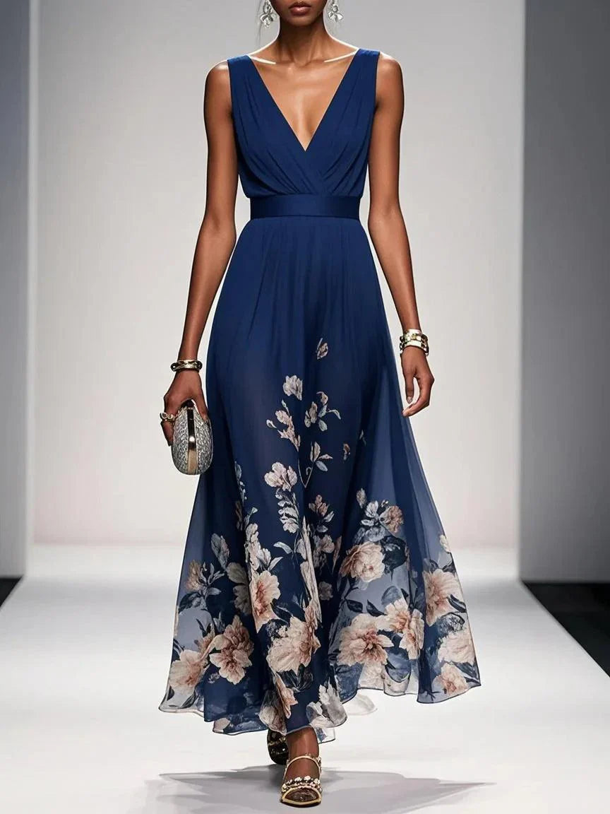 Claire | Floral Maxi Summer Dress V-Neck Wide Straps