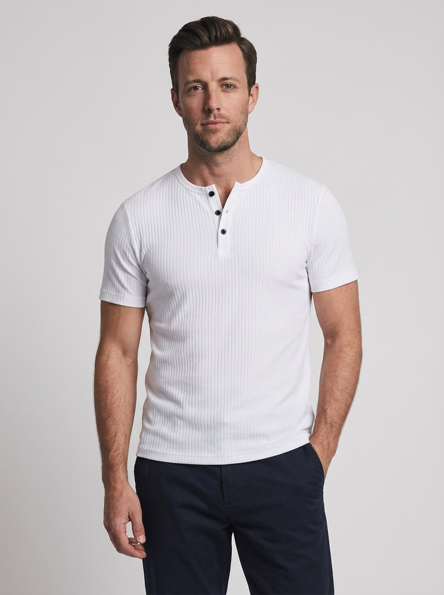 Daniel | Men’s Ribbed Henley Short Sleeve Shirt