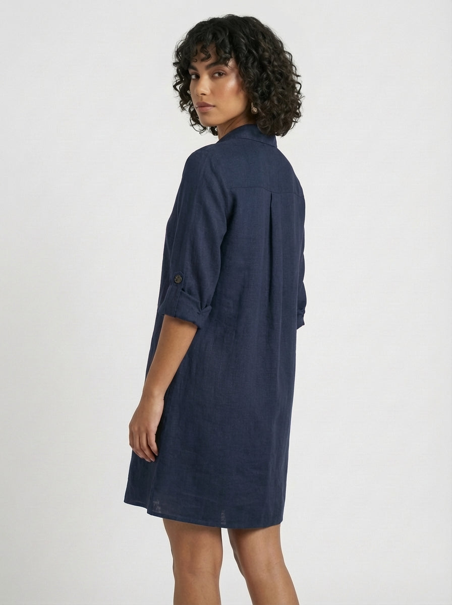 Elizabeth | Women’s Long Sleeve Button Front Shirt Mini Dress