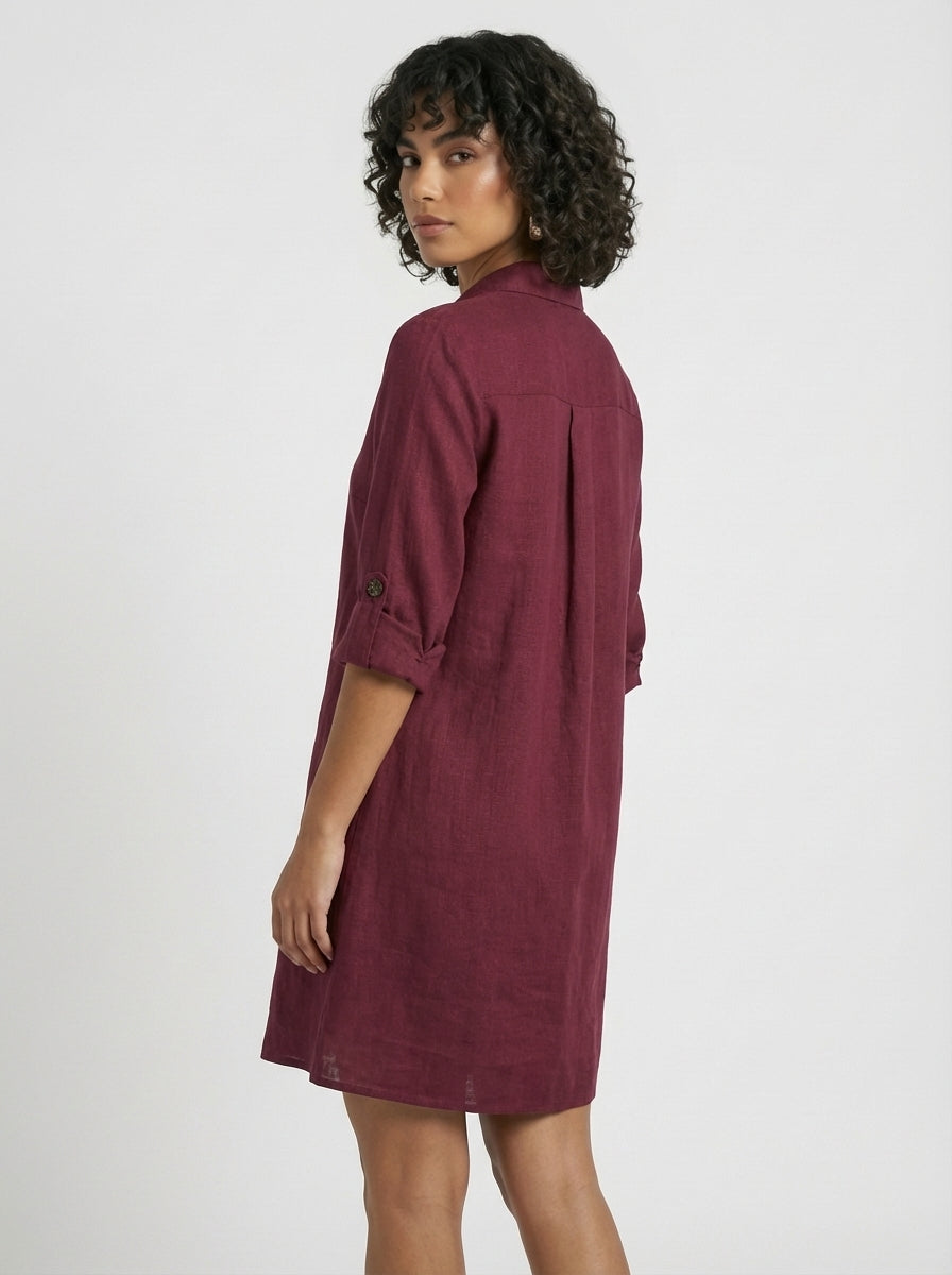 Elizabeth | Women’s Long Sleeve Button Front Shirt Mini Dress