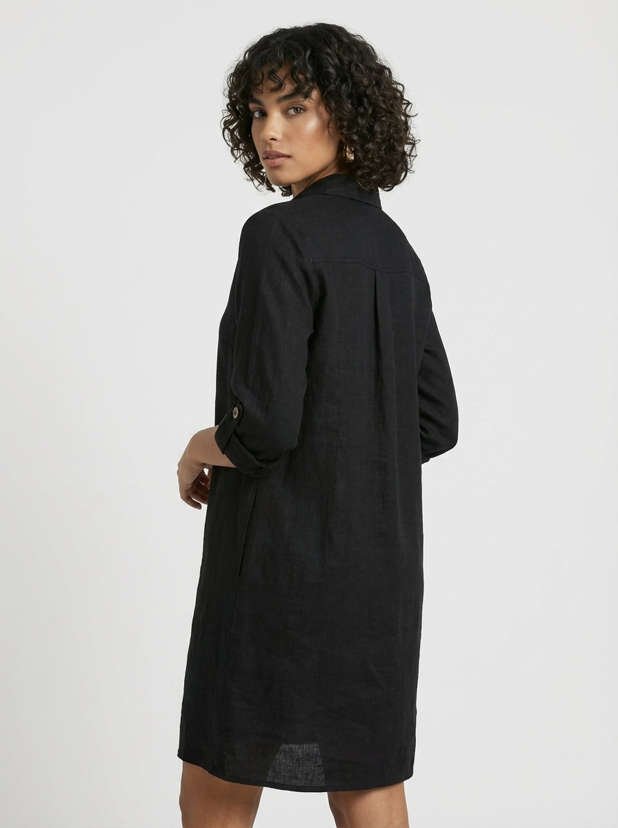 Elizabeth | Women’s Long Sleeve Button Front Shirt Mini Dress