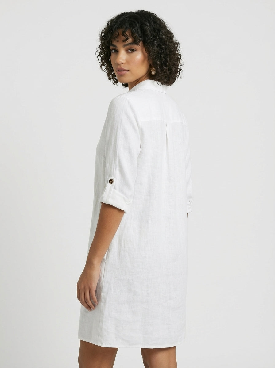 Elizabeth | Women’s Long Sleeve Button Front Shirt Mini Dress