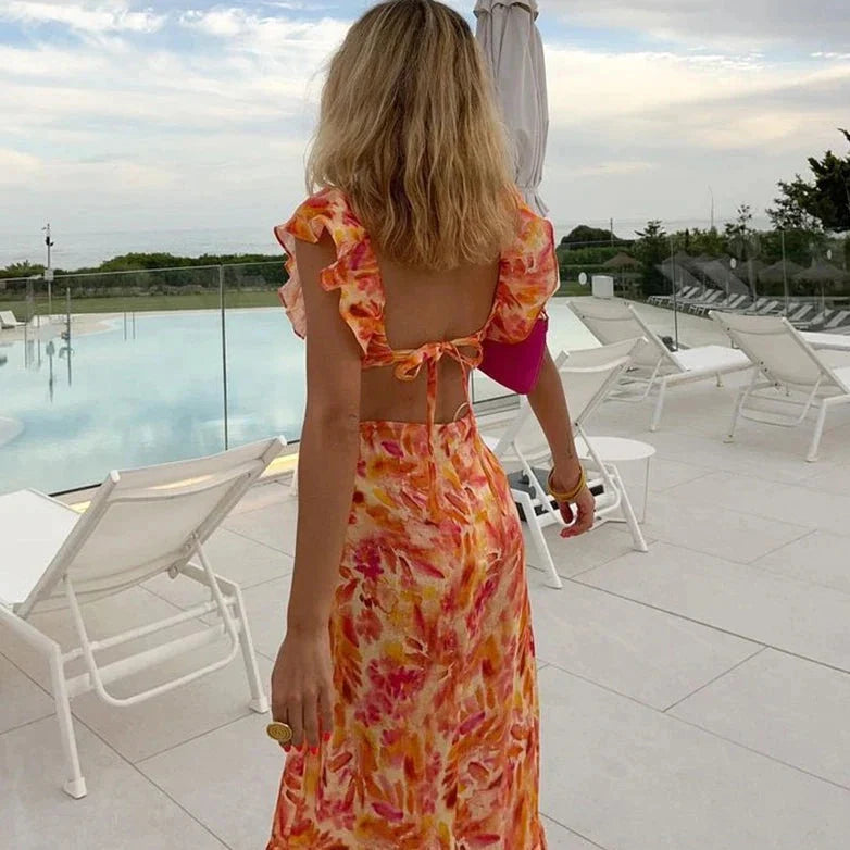 Elly | Women’s Floral Print V Neck Summer Dress