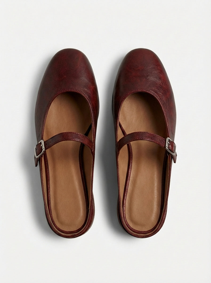 Emma | Women’s Round Toe Buckle Strap Flats