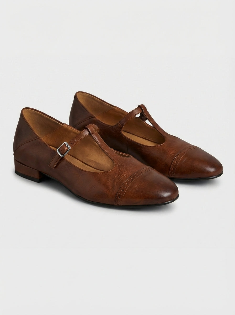 Emma | Women’s Round Toe Buckle Strap Flats