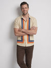 Ethan | Men’s Vertical Stripe Button Up Short Sleeve Shirt
