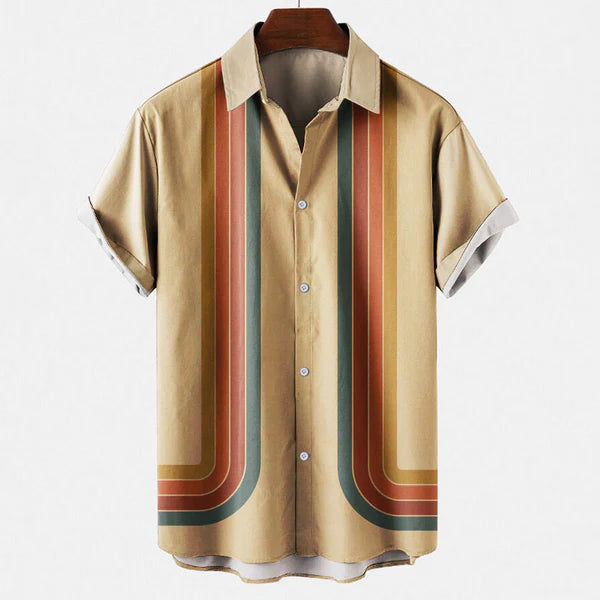 Ethan | Men’s Vertical Stripe Button Up Short Sleeve Shirt