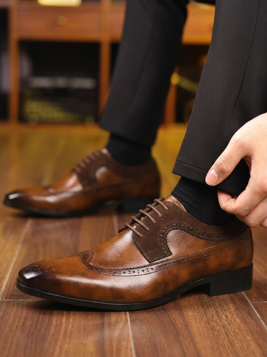 Frank | Men's Wingtip Pointed Toe Oxford Wedding Shoes