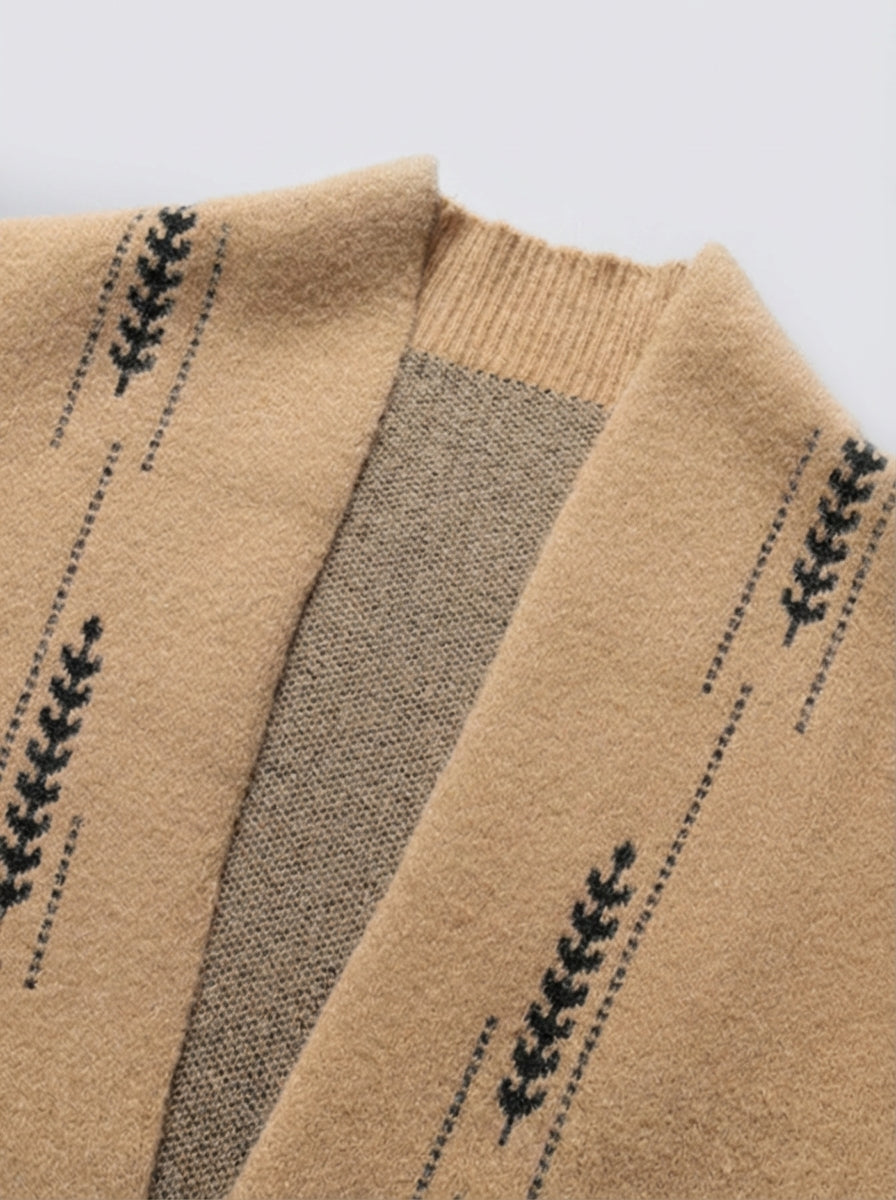 Gabriel | Men's Open Front Jacquard Knit Cardigan With Pockets