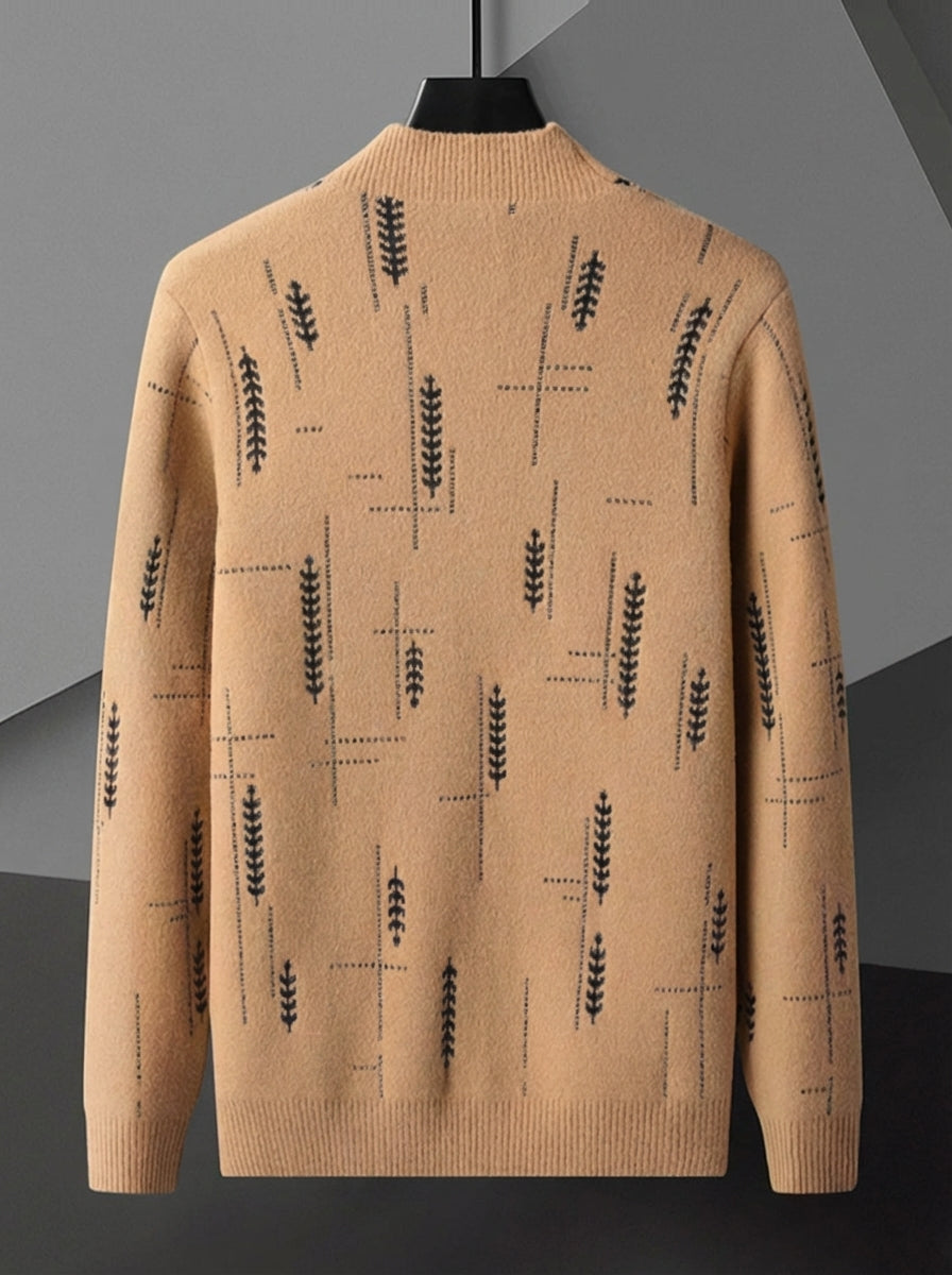 Gabriel | Men's Open Front Jacquard Knit Cardigan With Pockets