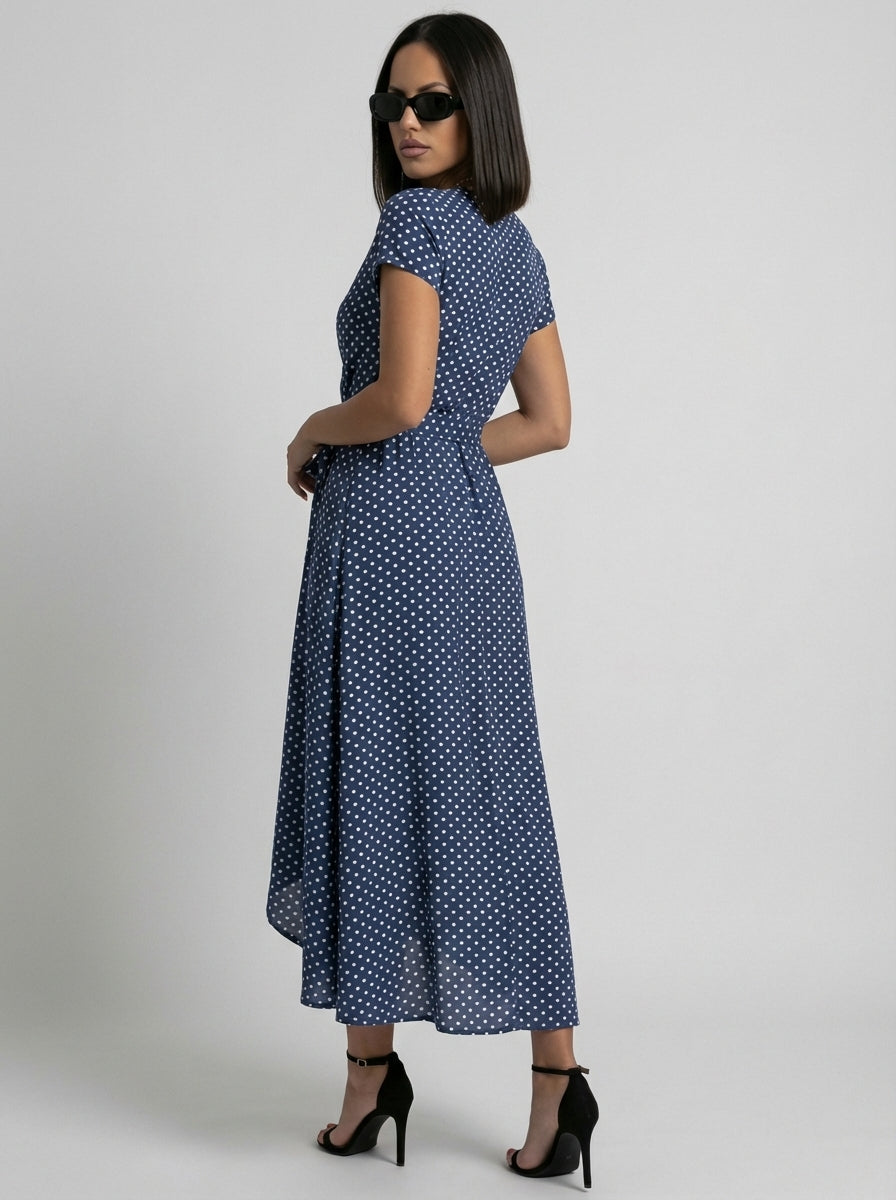 Hannah | Women’s Floral V Neck Dress With Front Slit And Tie Waist