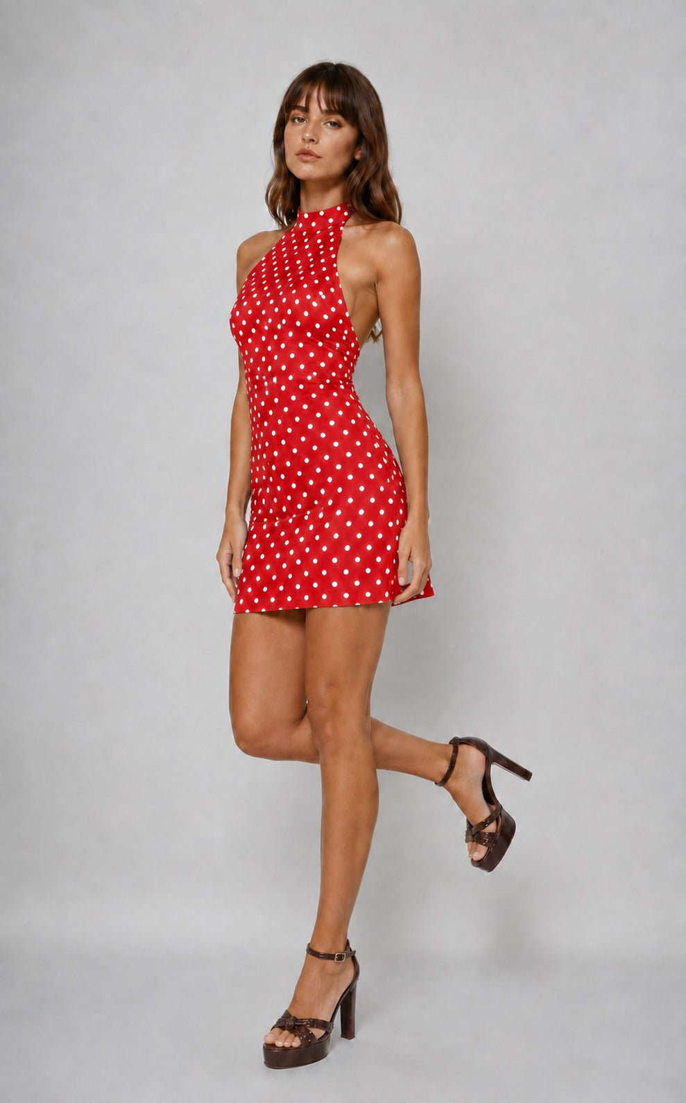 Janie | Women's Polka Dot Halter Neck Bodycon Mini Dress