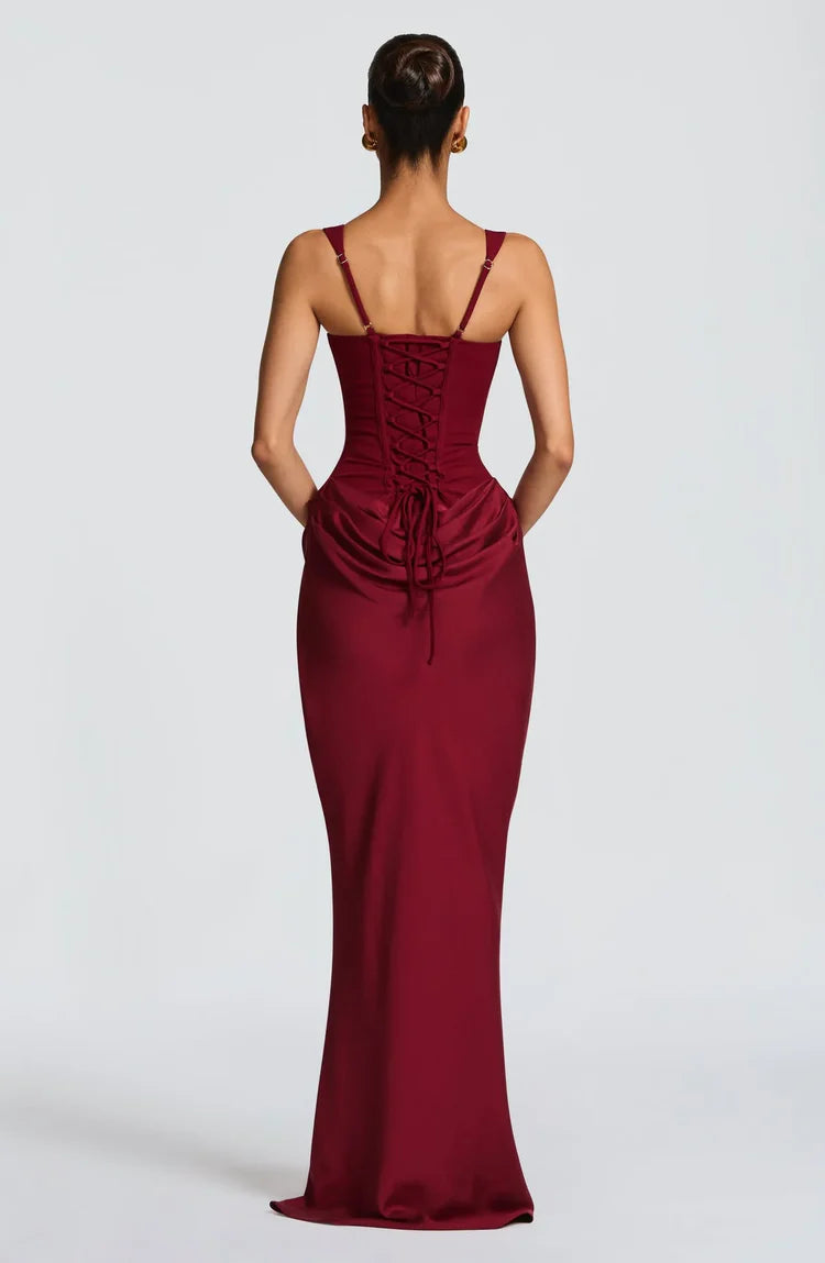 Jasmine | Women’s Draped Maxi Wedding Guest Dress Sleeveless Dress