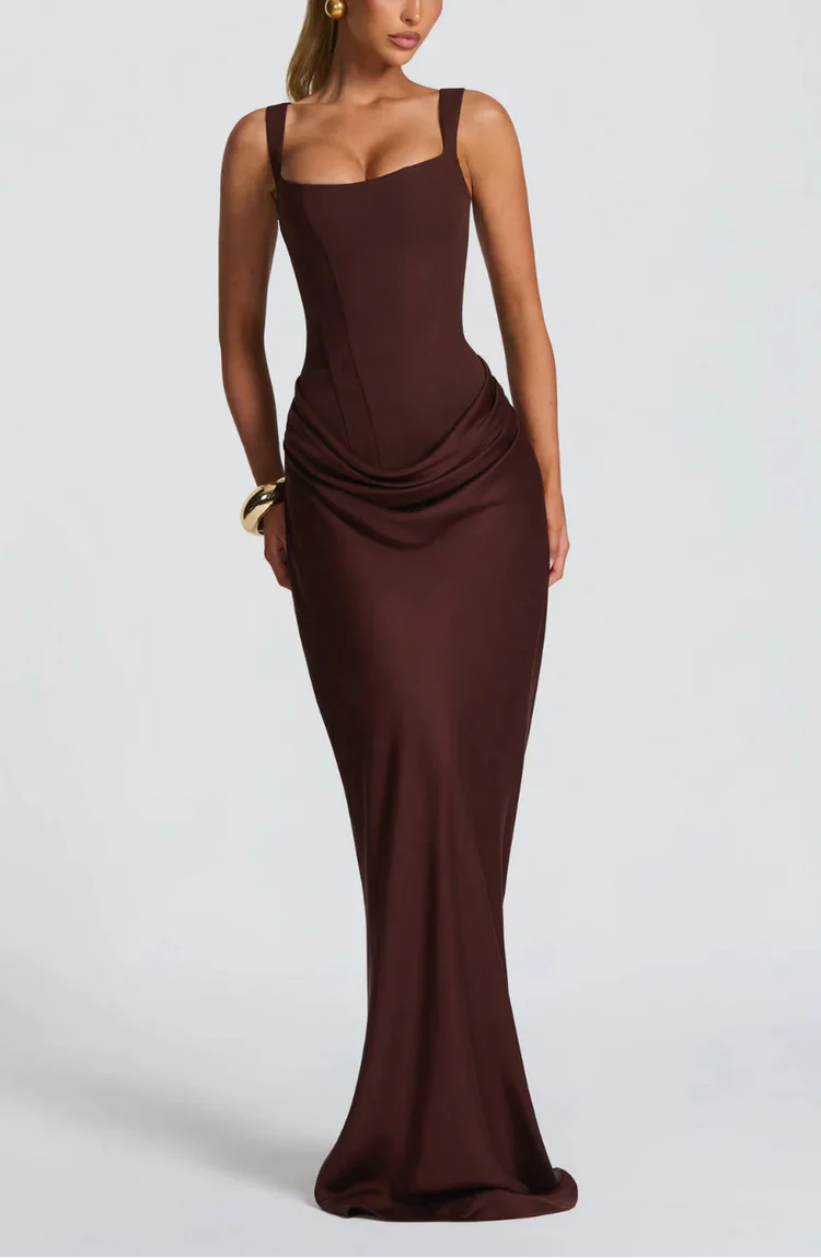 Jasmine | Women’s Draped Maxi Wedding Guest Dress Sleeveless Dress