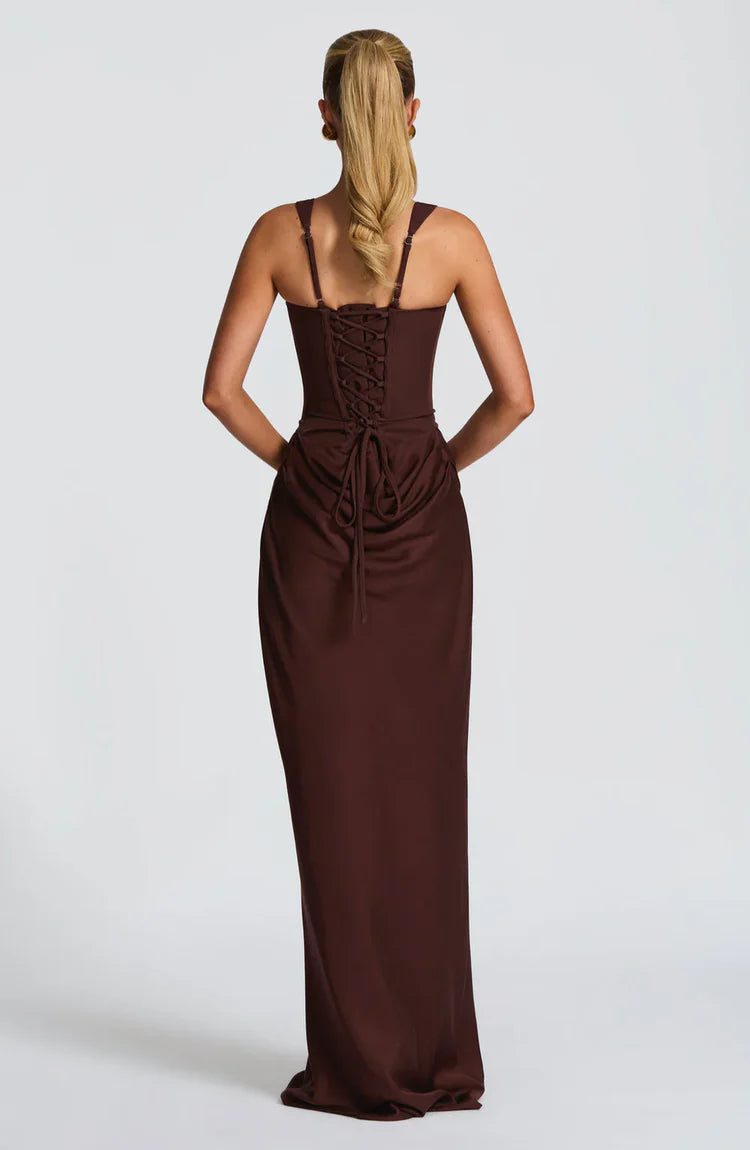 Jasmine | Women’s Draped Maxi Wedding Guest Dress Sleeveless Dress