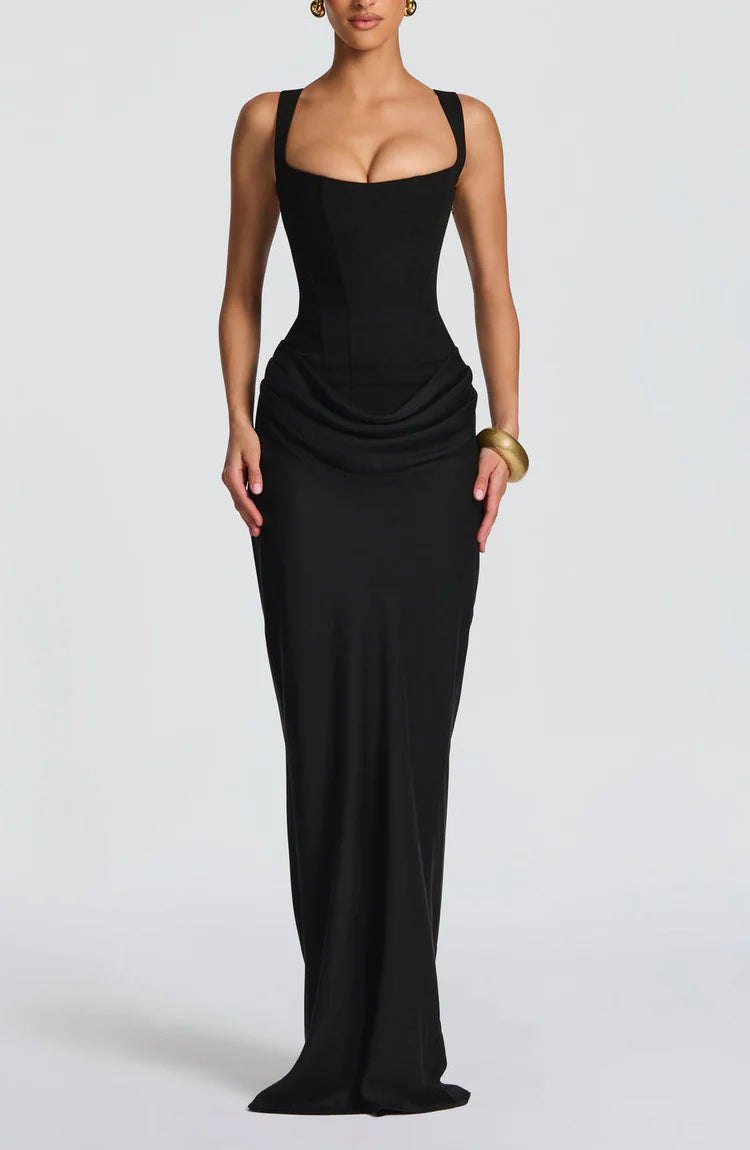 Jasmine | Women’s Draped Maxi Wedding Guest Dress Sleeveless Dress