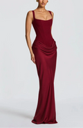 Jasmine | Women’s Draped Maxi Wedding Guest Dress Sleeveless Dress