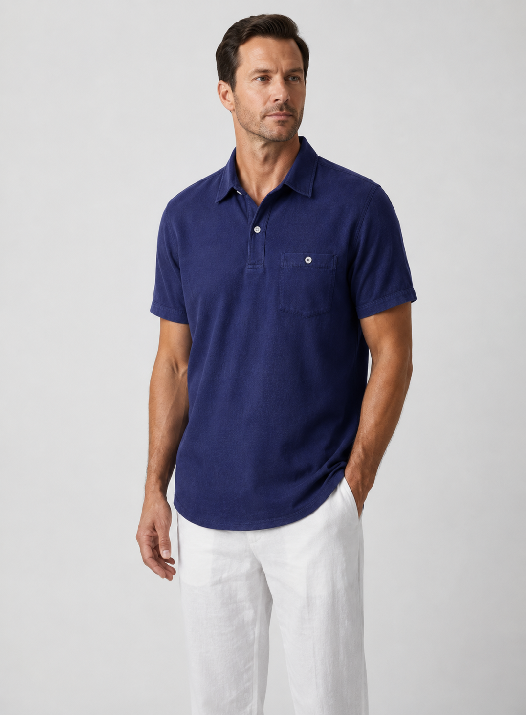 Joshua | Men’s Button Polo Shirt Short Sleeve With Pocket Detail