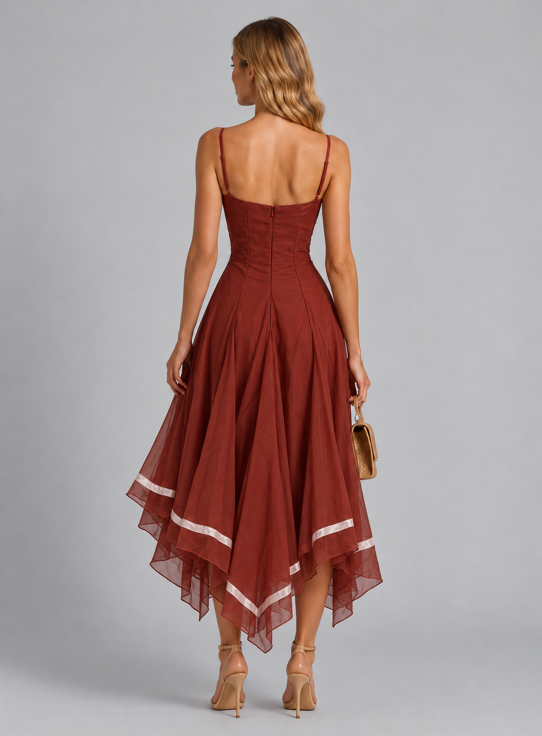 Kaitlynn | Women’s Sweetheart Neck High Slit Midi Dress
